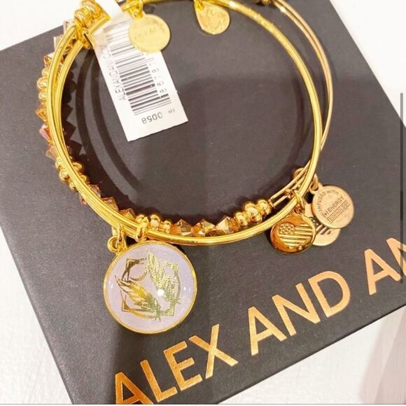 Alex and Ani Godspeed Art Infusion Crescent Moon, Feathers and Beads Bangle Set - Picture 8 of 16